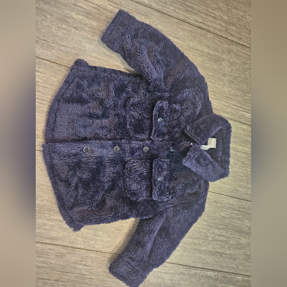 Plush Blue Faux Fur Jacket Baby Navy Baby Gap New With Tags 6-12 Months